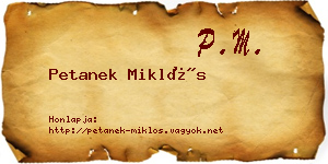 Petanek Miklós névjegykártya